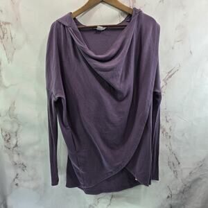 Athleta Sweatshirt Womens XS Purple Purana Wrap Hoodie Tunic Dark Sky Violet